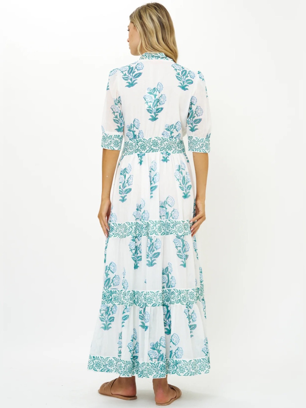 Oliphant V Necked Cuffed Maxi Salvia Green - Picture 2 of 7